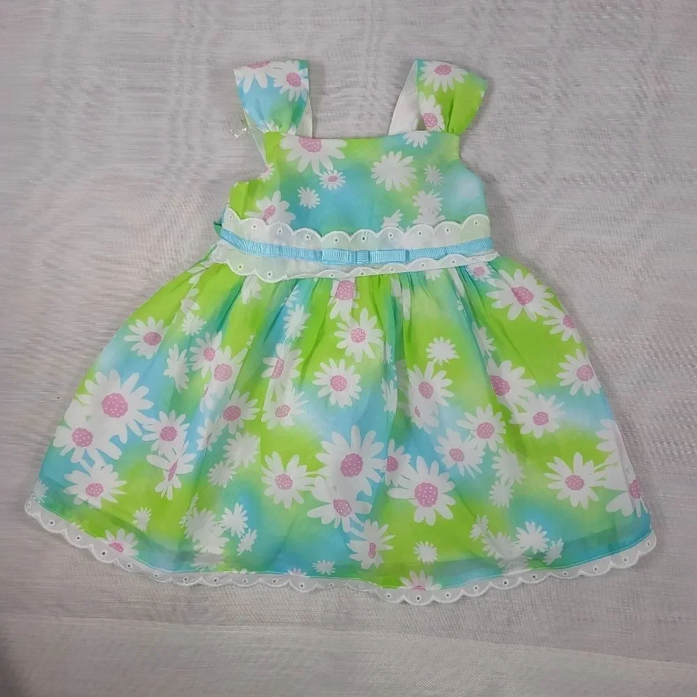 Youngland Floral Print Eyelet Dress 24 Months